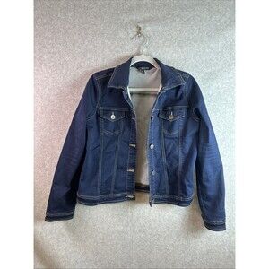 Baccini Women’s Size Medium Dark Denim Jean Jacket Chic Stretch Stylish Western